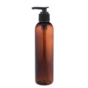 8 oz Amber PET Bullet Bottle & Black Lotion Pump - P-AB8PB