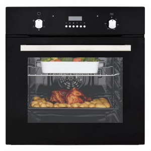 60L Large Built-in Electric True Fan Oven with Easy Programmable Timer and Digital Clock - Black Glass