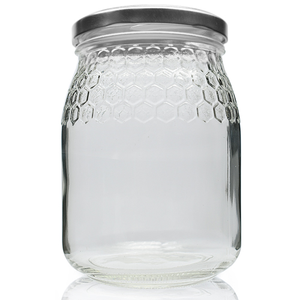 740ml Clear Glass Honey Jar With Lid - Silver