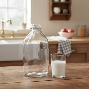 64 oz Clear Glass Milk Bottles (Cap Not Included) - 3800B13-B