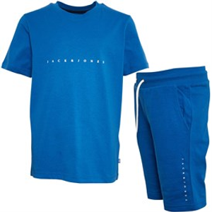 JACK & JONES Boys JJFont T-Shirt And Shorts Set Snorkel Blue