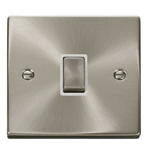 Click VPSC722WH Deco 20A Double Pole Switch Colour Match Switch Satin Chrome White Insert
