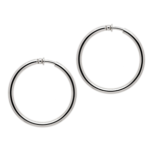 Platinum Large Hoop Clip On Earrings