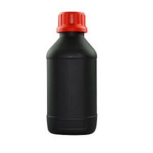 34 oz Black HDPE Plastic Kautex Advanced UN-Approved Square Leakproof Bottles (Red Tamper-Evident Cap) - 3234B13