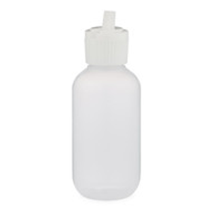 2 oz Natural LDPE Plastic Boston Round Bottle & White Flip-Top Lid - PN2
