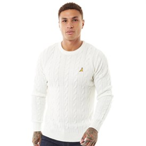 Brave Soul Mens Alliance Crew Neck Jumper Vintage White