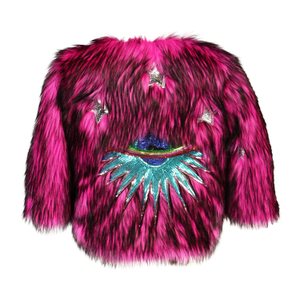Planet Queen Faux Fur Jacket - Monster Pink (M)