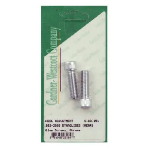 Gardner Westcott Axle Adjuster Bolts In Chrome (Allen) For 1992-2005 Dyna Models (C-80-151)