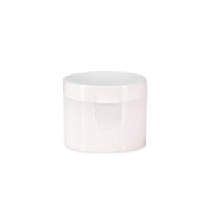 24-410 White PP Plastic Unlined Ribbed Flip Top Cap - 300471