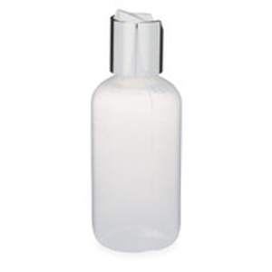 4 oz Natural LDPE Plastic Boston Round Bottle & Silver Disc Lid - PN4DISCS
