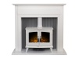 Adam Florence Stove Suite in Pure White with Woodhouse Electric Stove in White, 48 Inch