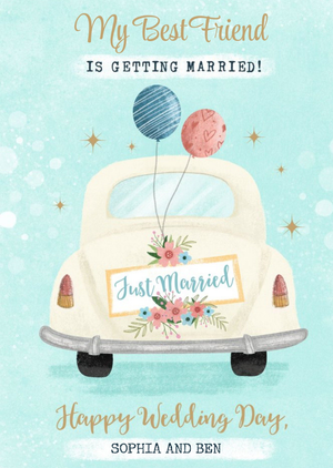 My Best Friend Is getting Married Cute Illustrated Wedding Day Card