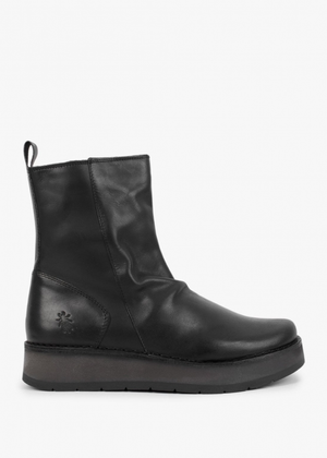 Reno Black Leather Ankle Boots
