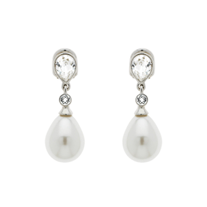 Teardrop Pearl And Crystal Clip On Earrings