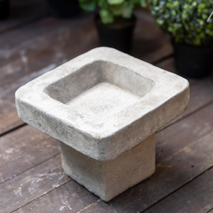 Stone Cast Plain Low Square Bird Bath