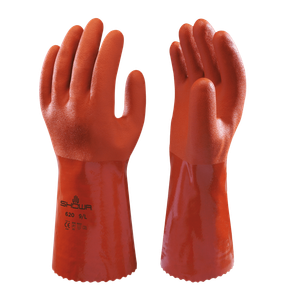SHOWA 620 PVC Orange Gauntlet Safety Gloves