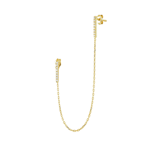 Chained Bar Chain Earring Sterling Silver - Gold (one size)