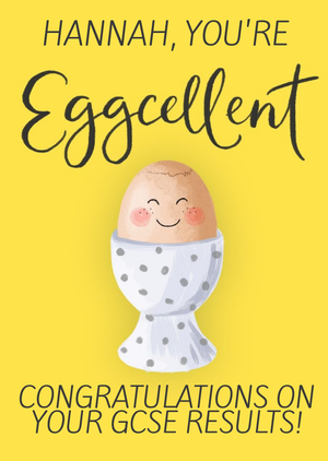 Illustration Of A Smiling Egg On A Yellow Background Congratulations On Your Exams Card