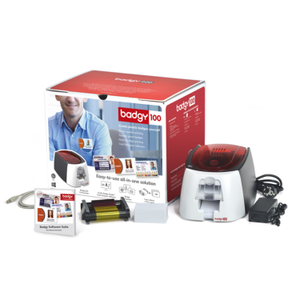 Evolis Badgy 100 Colour Plastic ID Card Printer Starter Package