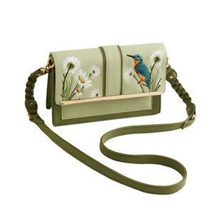 Embroidered Kingfisher Cross Body Bag