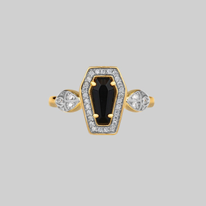 MORI. Black Onyx & Crystal Coffin Gold Ring - Gold / XXLarge
