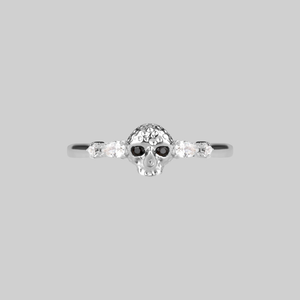 REMINISCENCE. Skull Head Onyx Silver Ring