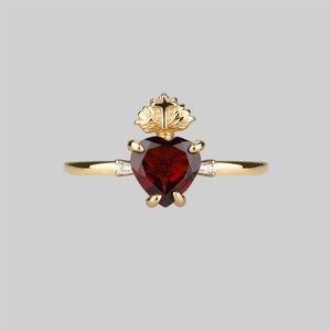 The Sacred Heart Garnet Ring - Gold - Gold / XXLarge