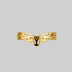 TRIBE. Gold Chevron Ring - Gold / Medium