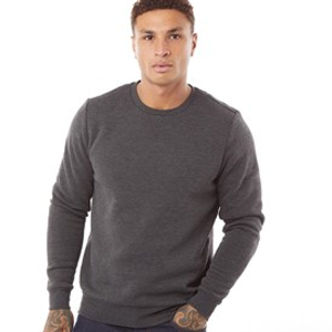 Brave Soul Mens Retina Crew Neck Sweatshirt Dark Charcoal Marl