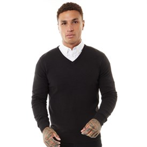 Brave Soul Mens Celestial V Neck Jumper Black
