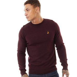 Brave Soul Mens Theory Crew Neck Jumper Oxblood
