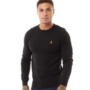Brave Soul Mens Theory Crew Neck Jumper Jet Black