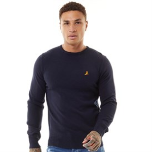 Brave Soul Mens Theory Crew Neck Jumper Navy