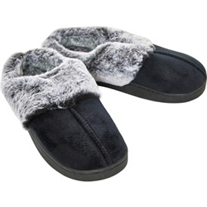 Board Angels Womens Zoe Faux Fur Lined Mule Slippers Black
