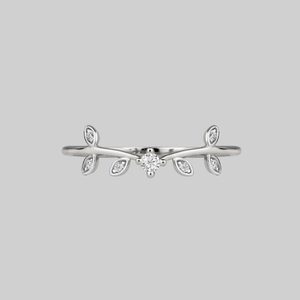 WHISPER. Cubic Zirconia Silver Leaf Ring