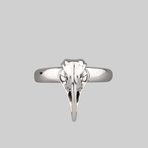 MERLA. Silver Raven Skull Ring