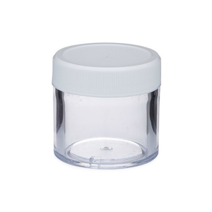 1 oz Clear PS Thick Wall Plastic Jars (White PP Cap Included) - 28301