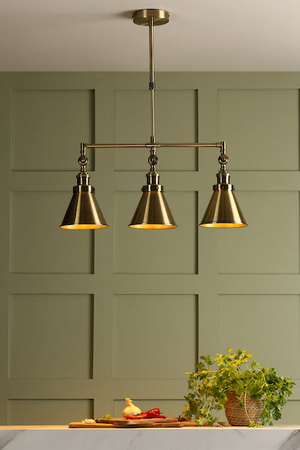 Laura Ashley Rufus 3lt Bar Pendant Antique Brass