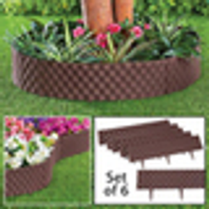 Rattan effect lawn edging (pack of 6) - Brown