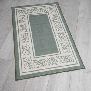 Easylife Floral Border Accent Rug Sage in Green, Size 20"x5