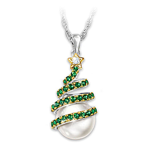Pearls Of Joy Christmas Tree Pendant Necklace
