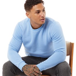 Brave Soul Mens Retina Crew Neck Sweatshirt Arctic Blue