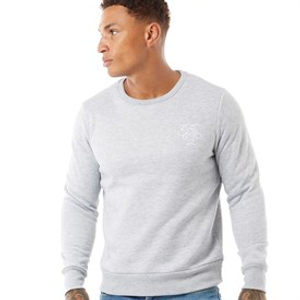 Brave Soul Mens Medieval Crew Neck Sweatshirt Light Grey Marl/White