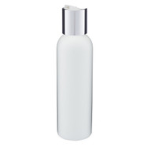 4 oz White HDPE Plastic Bullet Bottle (Silver Disc Cap) - WP4DISCS