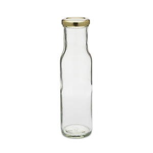 8 oz Clear Glass Round Dressing & Sauce Bottles (Lug Cap) - 5012B23