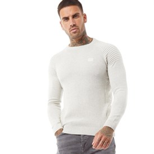 883 Police Mens Aras Crew Neck Jumper Ecru