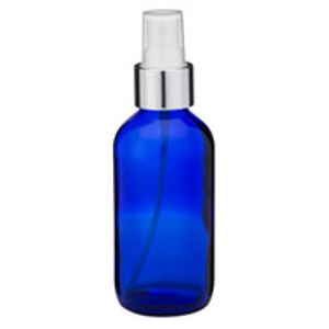 4 oz Cobalt Blue Glass Boston Round Bottles (Silver Fine Mist Sprayer) - CB4AS-24