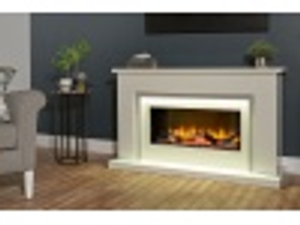 Acantha Arona White & Grey Marble Electric Fireplace Suite, 54 Inch