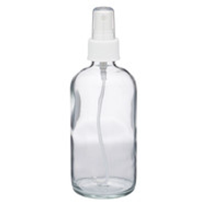 8 oz Clear Glass Boston Round Bottles (White PP Fine Mist Sprayer) - BC8AW