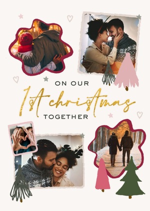 On Our 1st Together Cute Christmas Photo upload Card